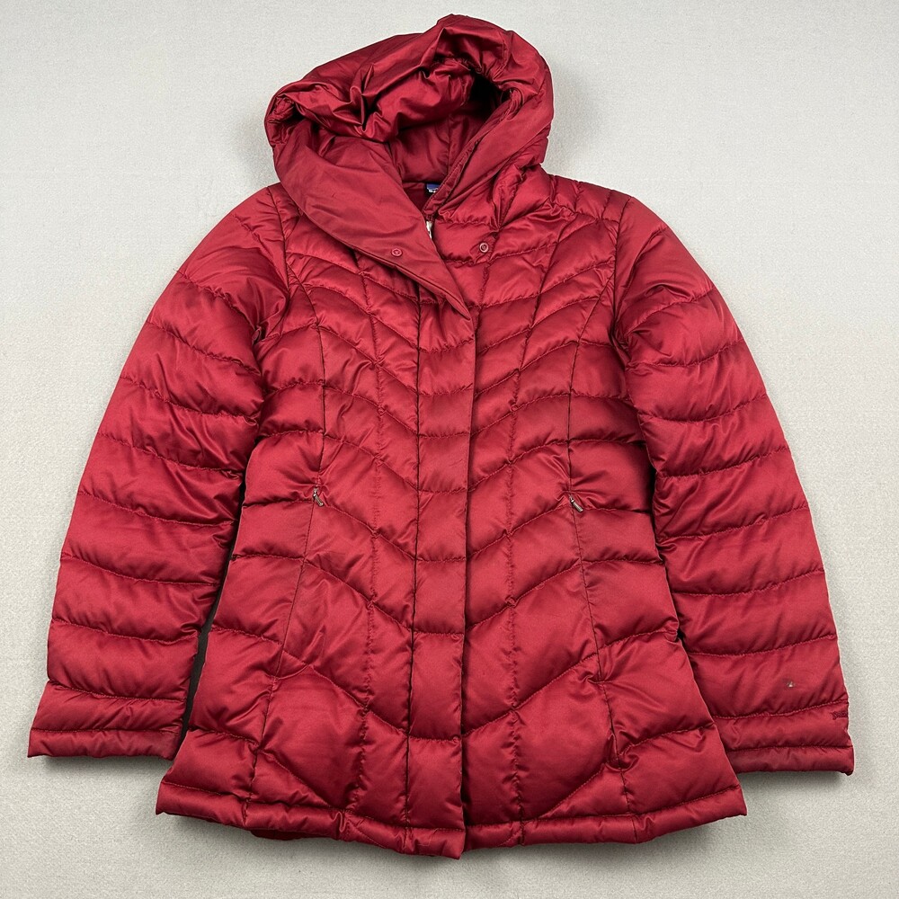 Patagonia Jacket Women XS Red Downtown Parka Quilted Down Hooded Coat